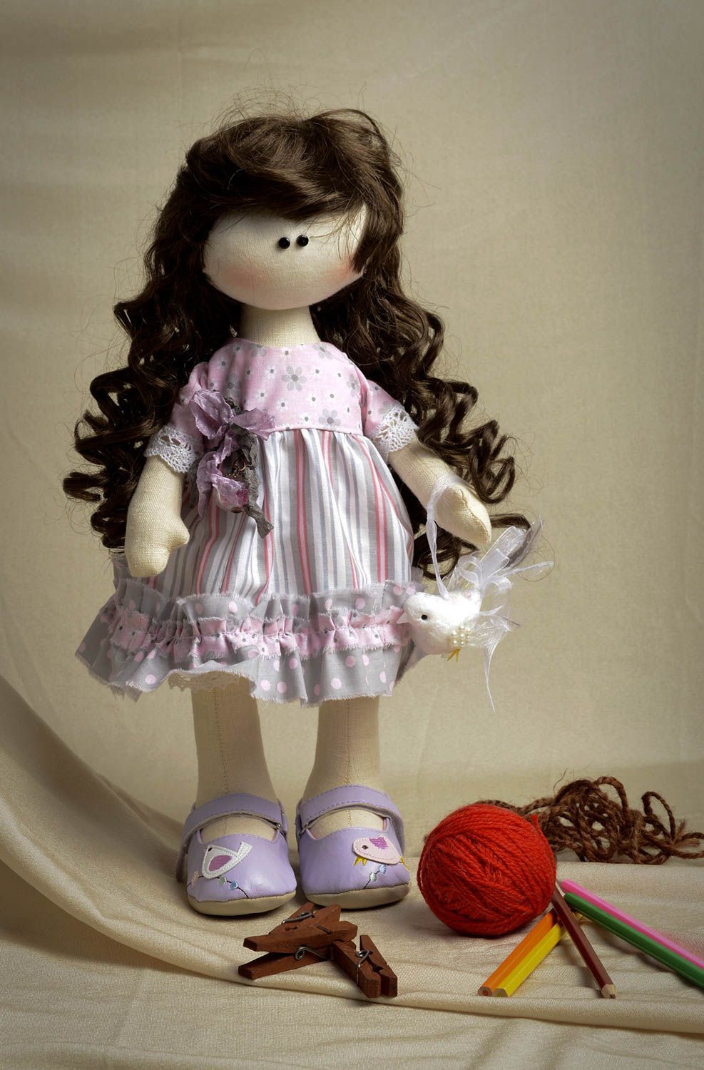 Grande poupée Jouet fait main lin coton dentelle Cadeau fille original photo 5