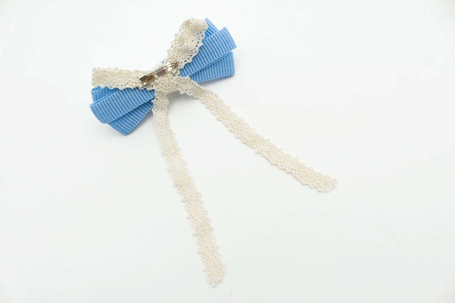 Handmade designer brooch stylish blue accessory textile brooch present photo 4