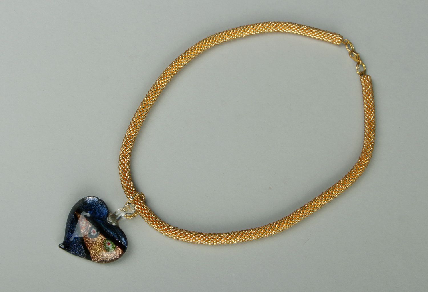 Necklace made of czech beads with pendant Heart photo 3