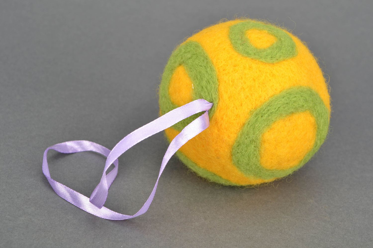 Christmas tree decoration felted of wool Yellow Ball photo 4