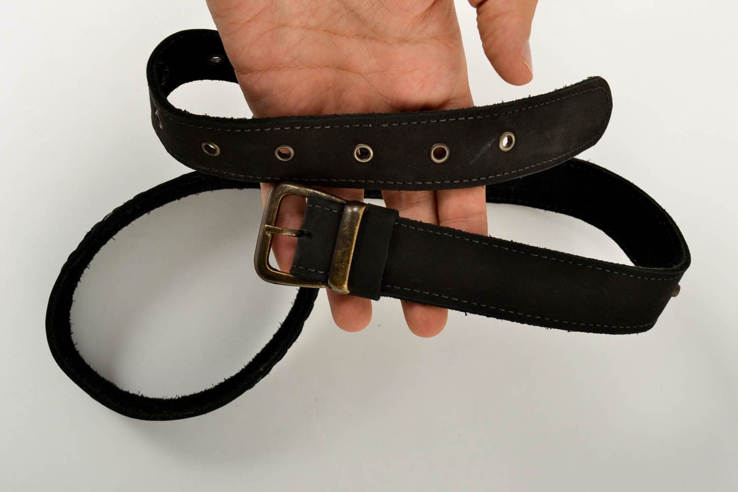 Handmade Herren Gürtel Accessoire für Männer Gürtel aus Leder stilvoll schwarz foto 5