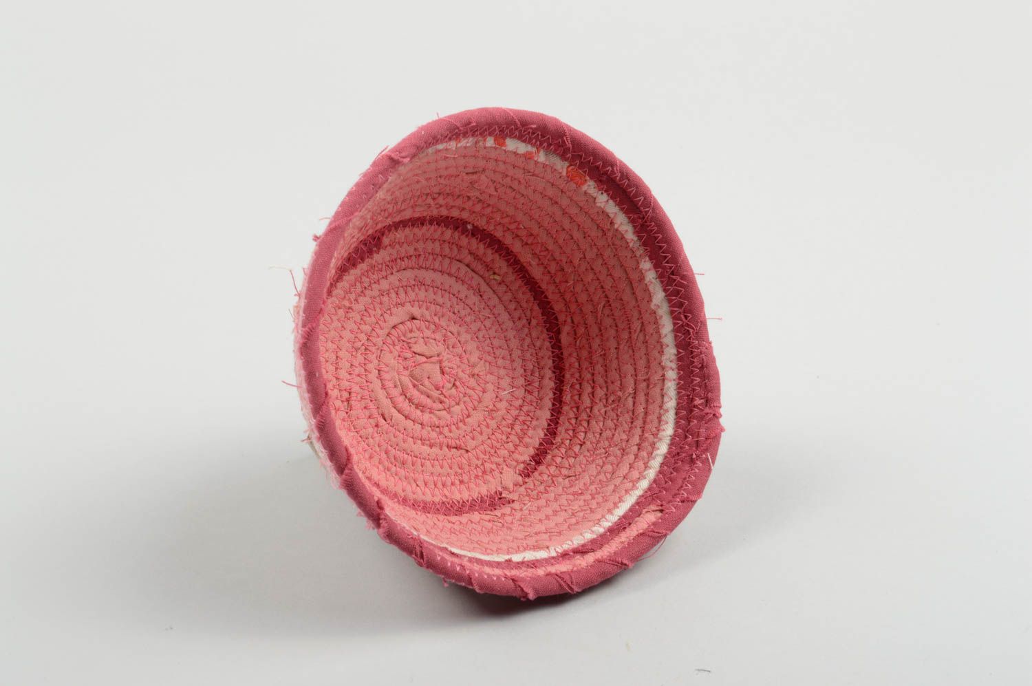 Cuenco artesanal de tela envase para bombones rosado artículo de patchwork  foto 3