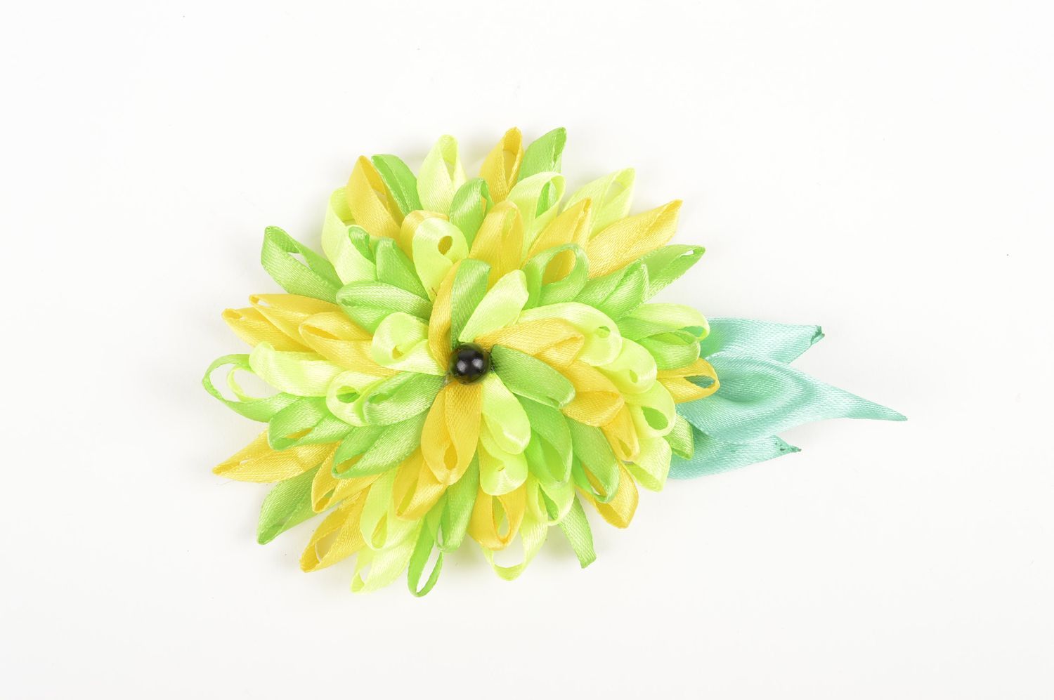 Handmade Kinder Haarspange Haarschmuck Blume Mode Accessoire Limette schön foto 3