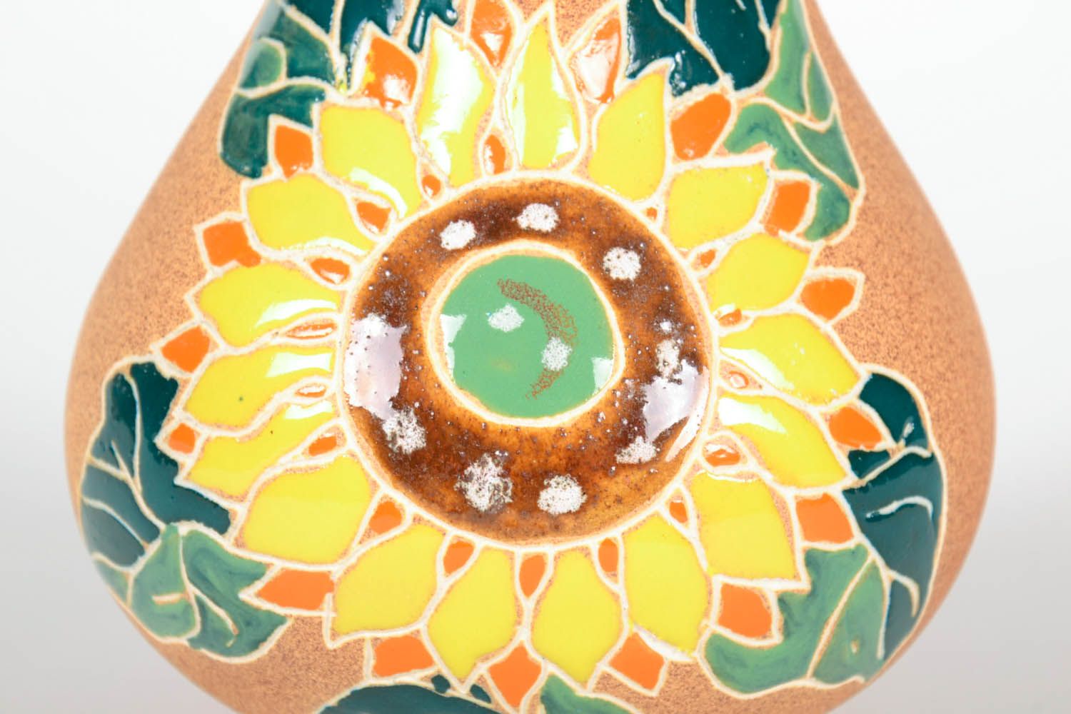 Jarro de cerâmica com um girassol foto 5