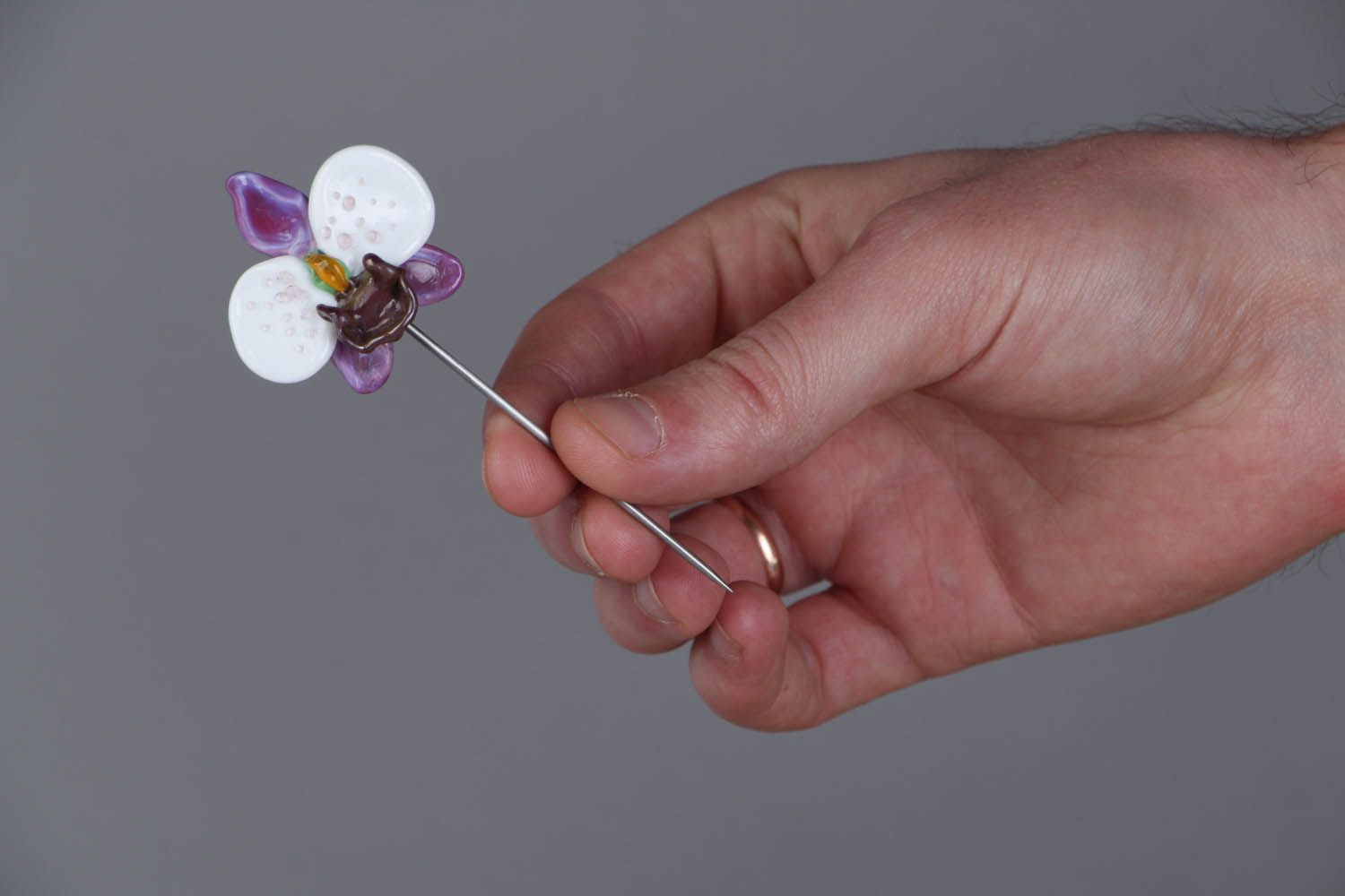 Designer glass brooch Orchid photo 5