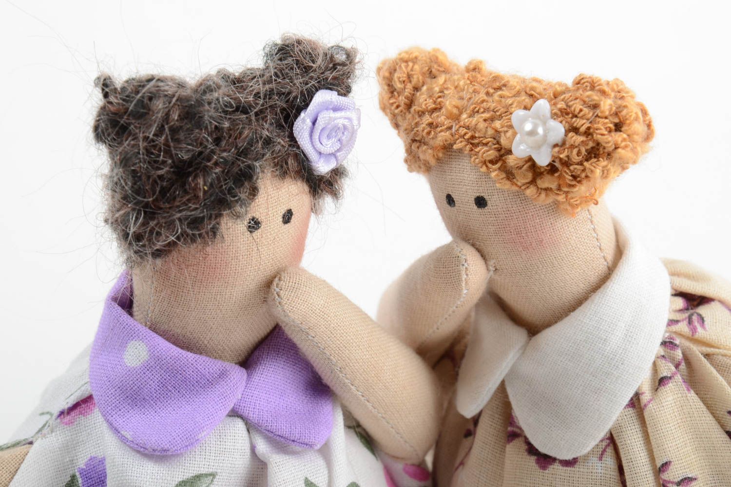 Set of 2 handmade fabric soft dolls decorative toys rag dolls for cups photo 5