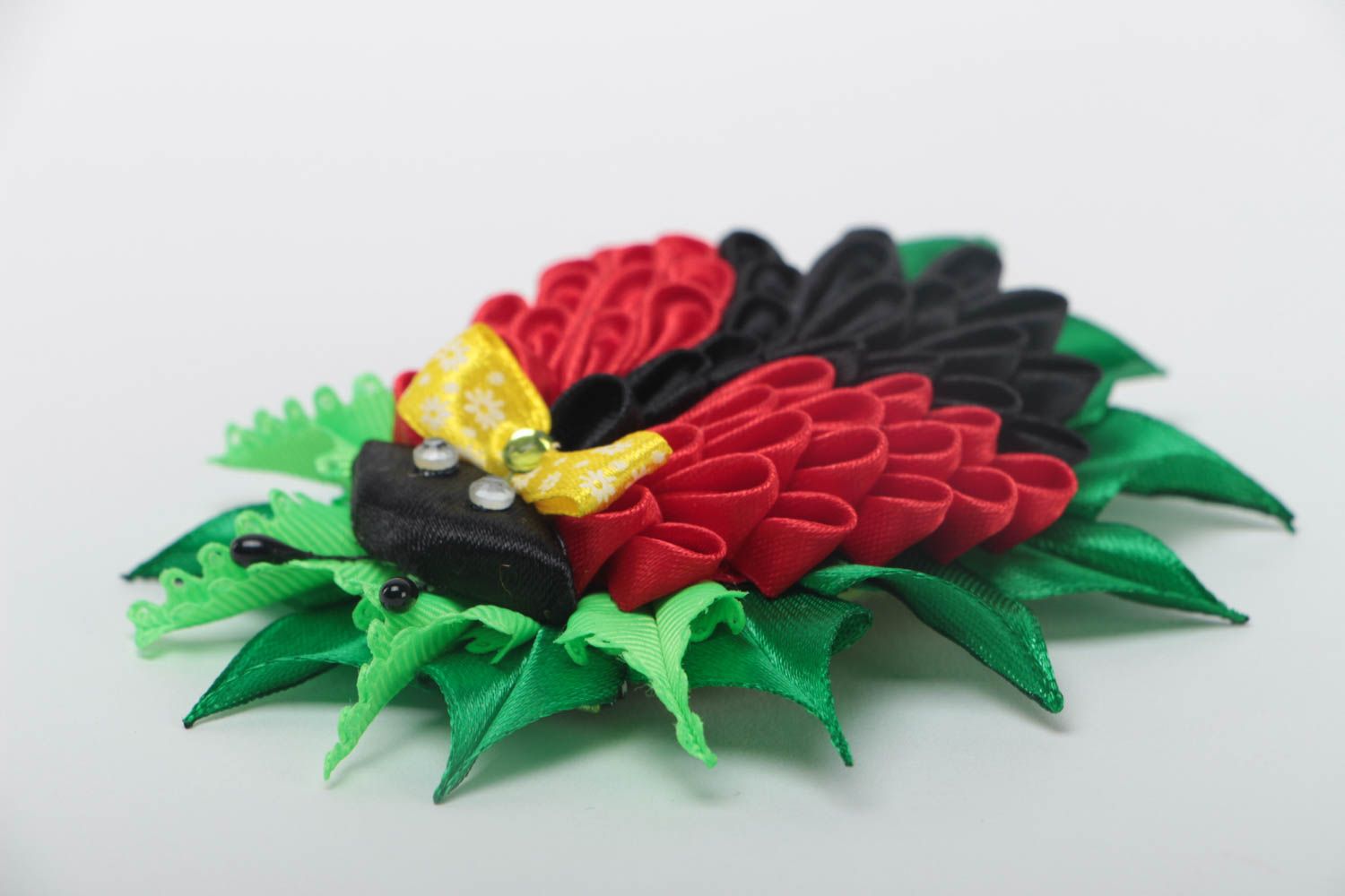 Handmade textile flower barrette designer hair accessories kanzashi ideas photo 3