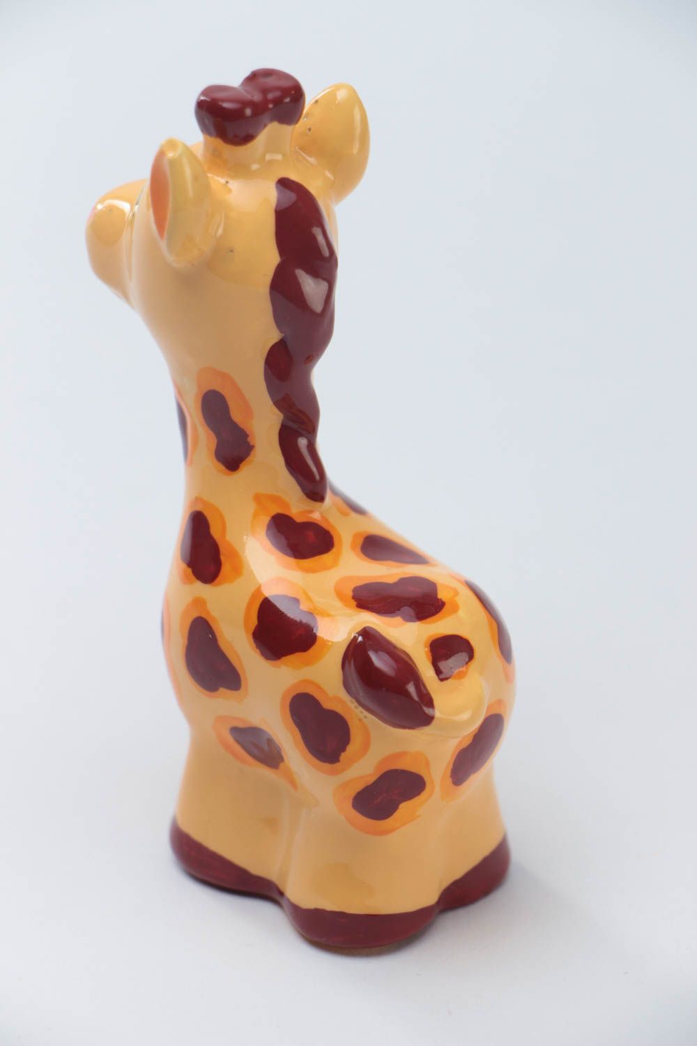 Kleine orangene handgemachte keramische Statuette Giraffe aus Gips für Interieur foto 4