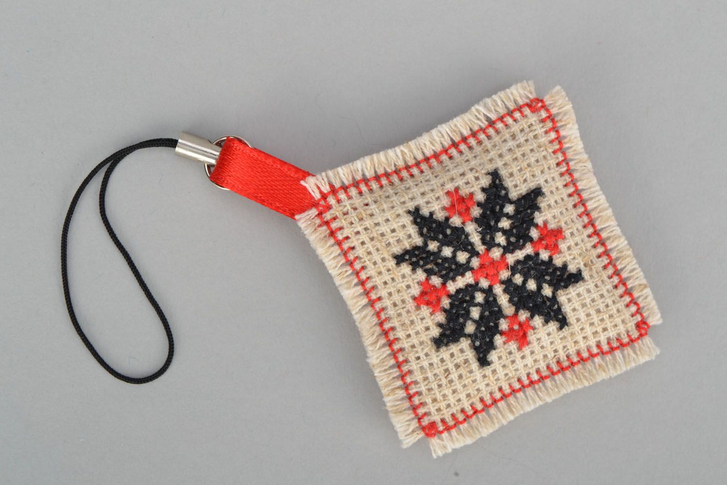 Keychain with cross stitch embroidery photo 3