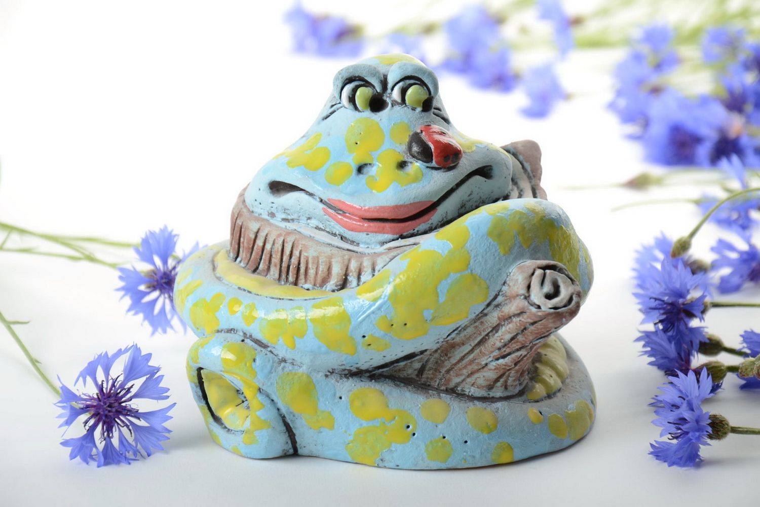 Beautiful designer handmade semi porcelain money box with painting Snake photo 1