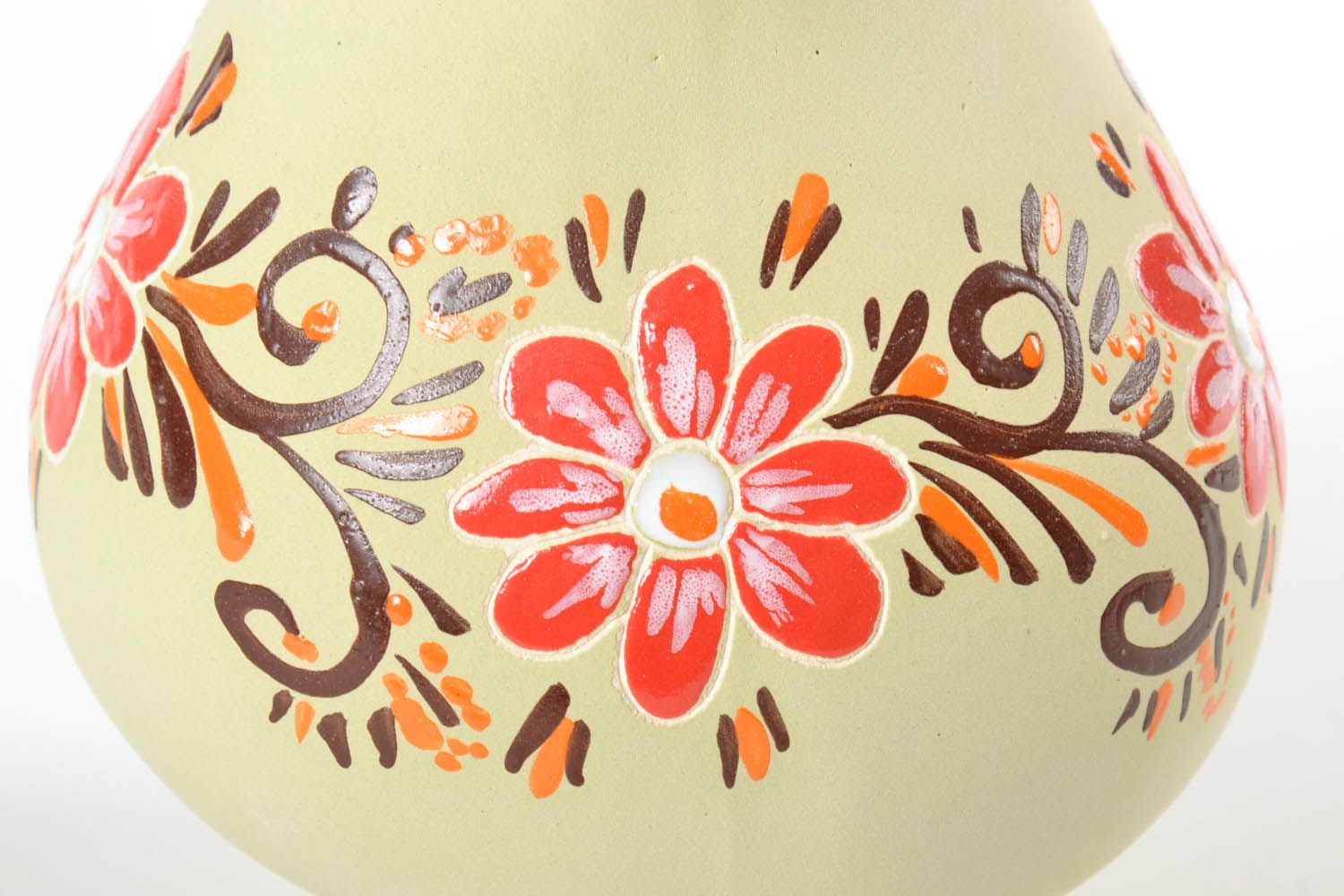 Handmade ceramic glazed milk jug with floral painting 1,26 lb photo 5