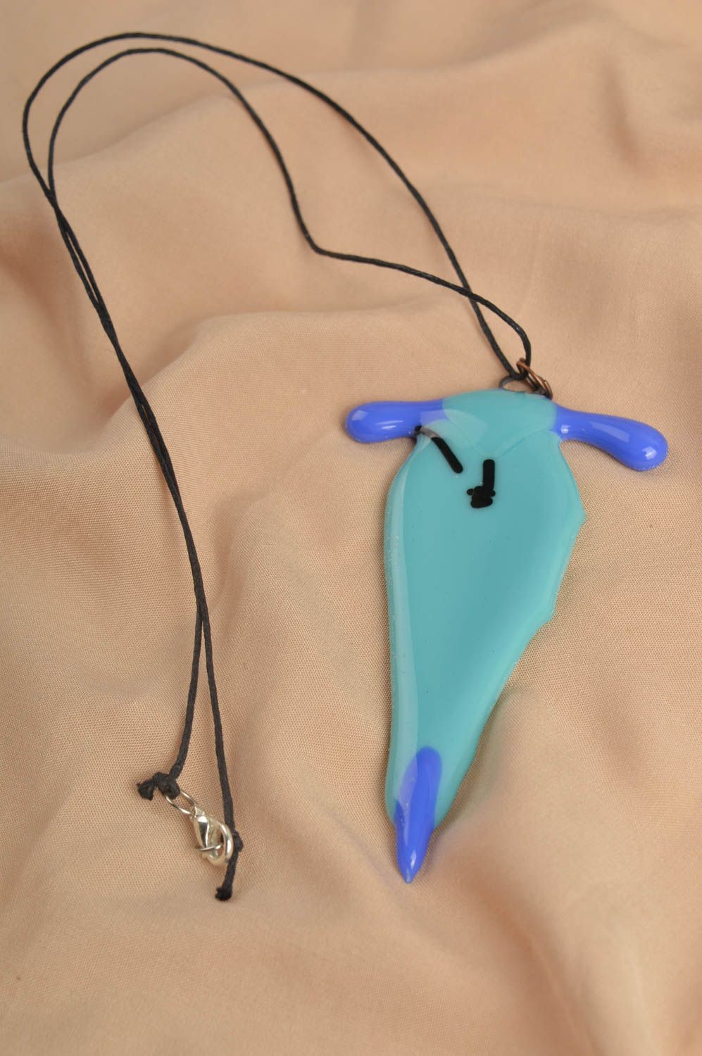 Stylish handmade glass pendant neck pendant on cord accessories for girls photo 1