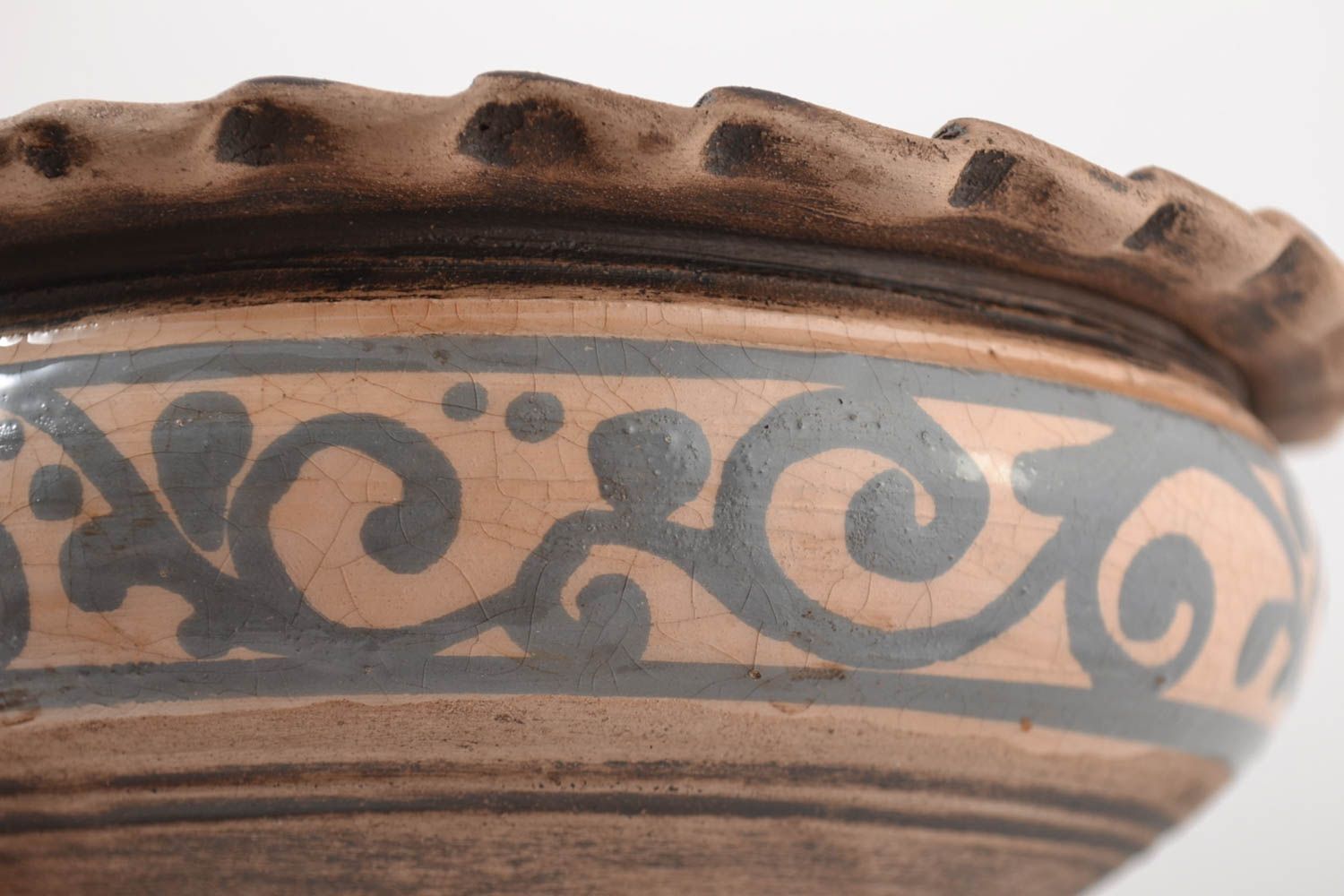 Керамическая миска ручной работы глиняная миска бежевая глиняная посуда 500 мл фото 5