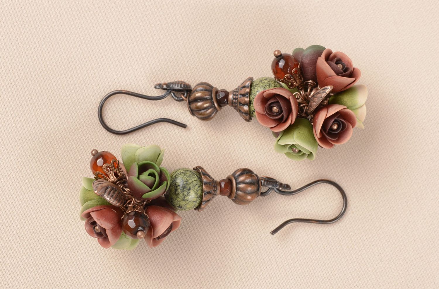 Stylish handmade flower earrings polymer clay ideas beautiful jewellery photo 1