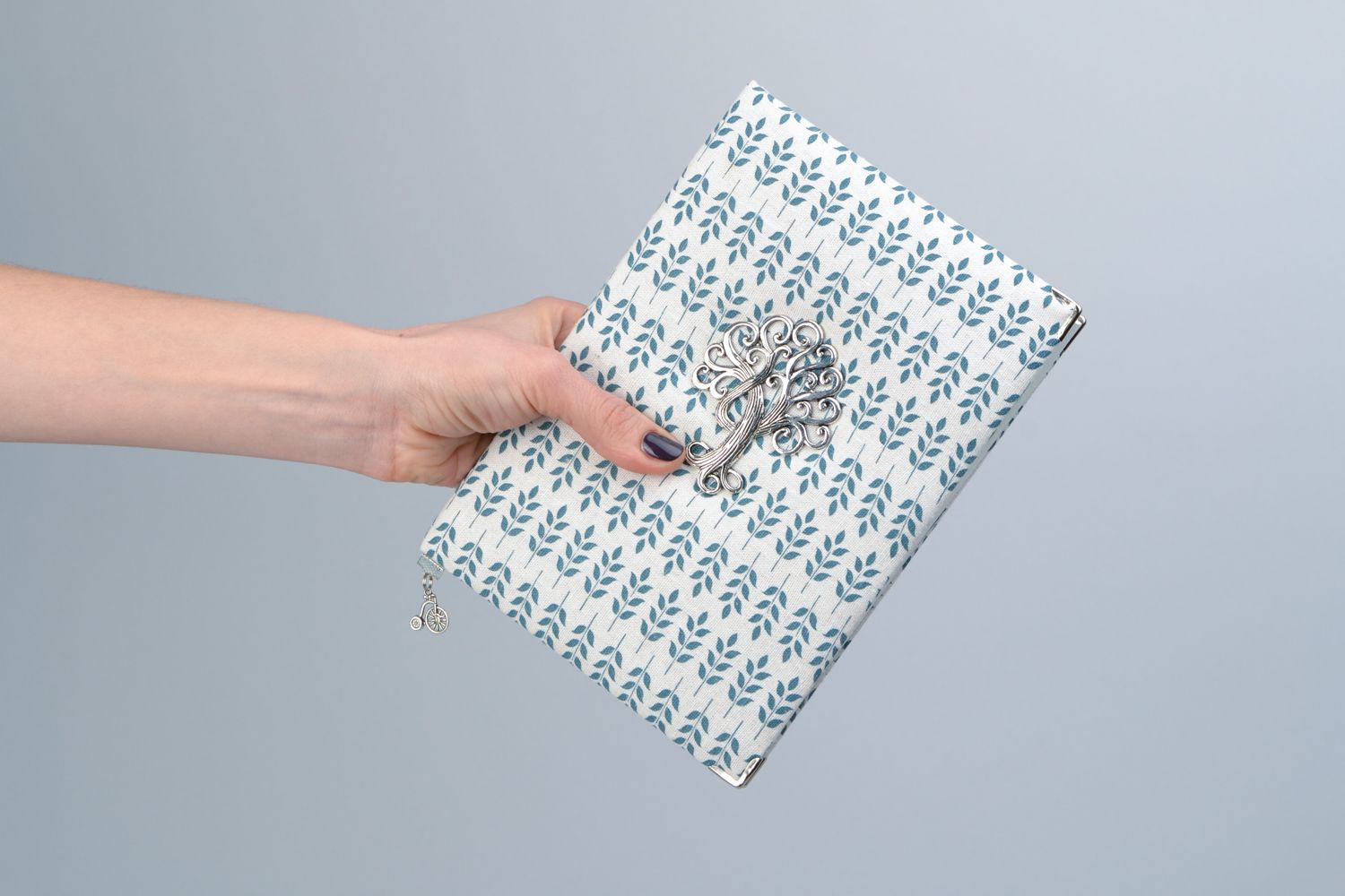 Carnet de notes fait main couverture en tissu avec arbre photo 2