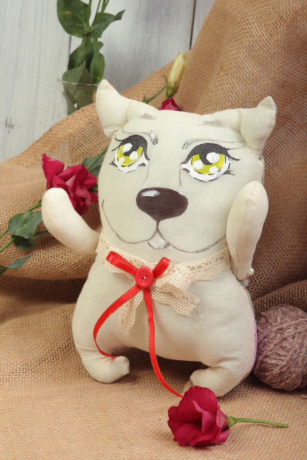 Игрушка ручной работы из ткани интерьерная игрушка кот необычный подарок фото 1