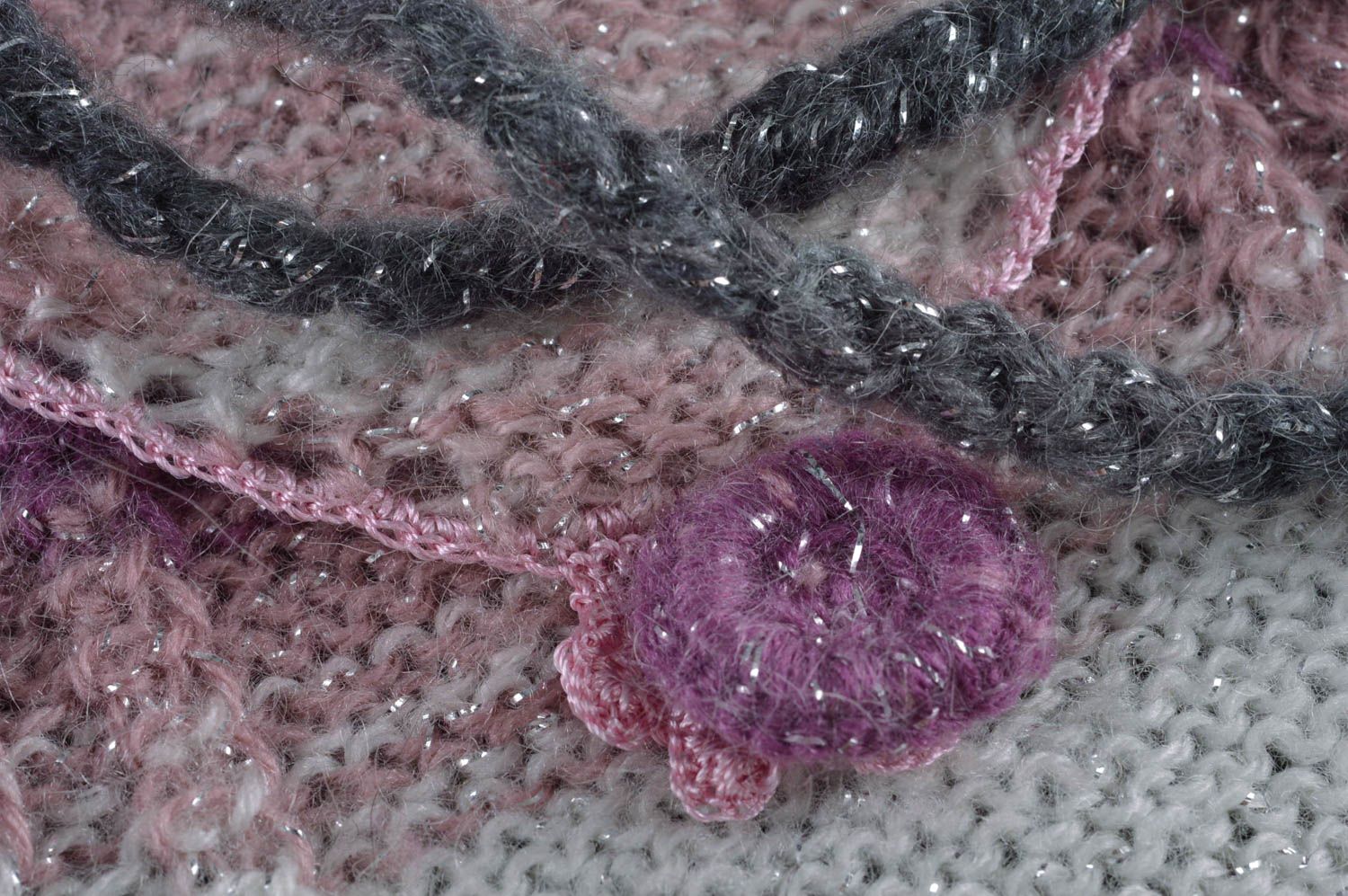 Violette gehäkelte Damentasche Clutch aus Wolle handmade Accessoire  foto 2