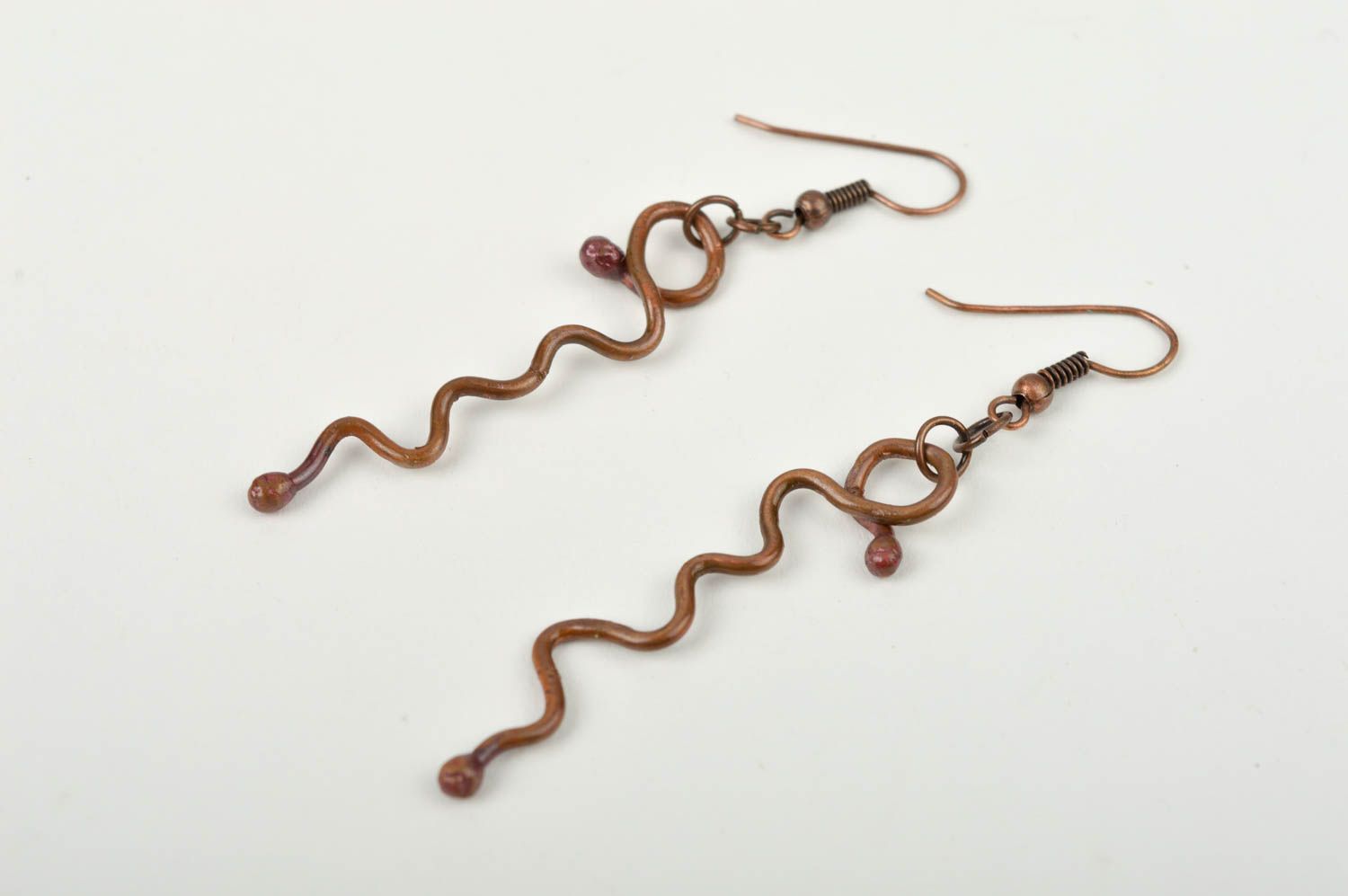 Handmade copper earrings designer long earrings beautiful accessory gift photo 5