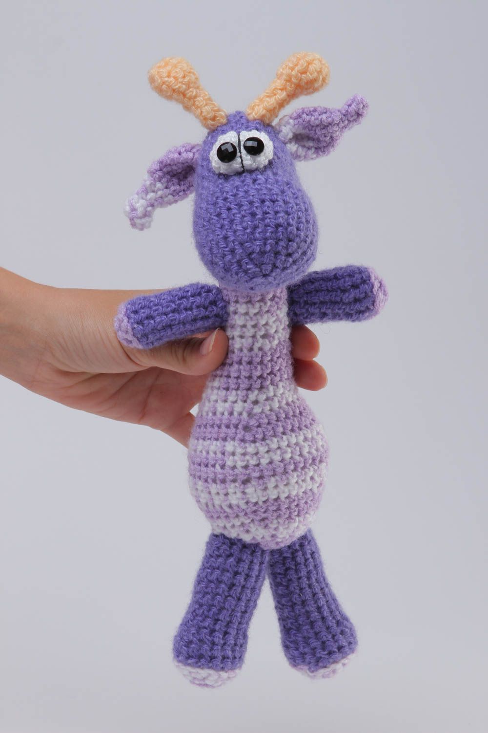 Giocattolo a maglia fatto a mano pupazzo morbido da bambini a uncinetto giraffa foto 5
