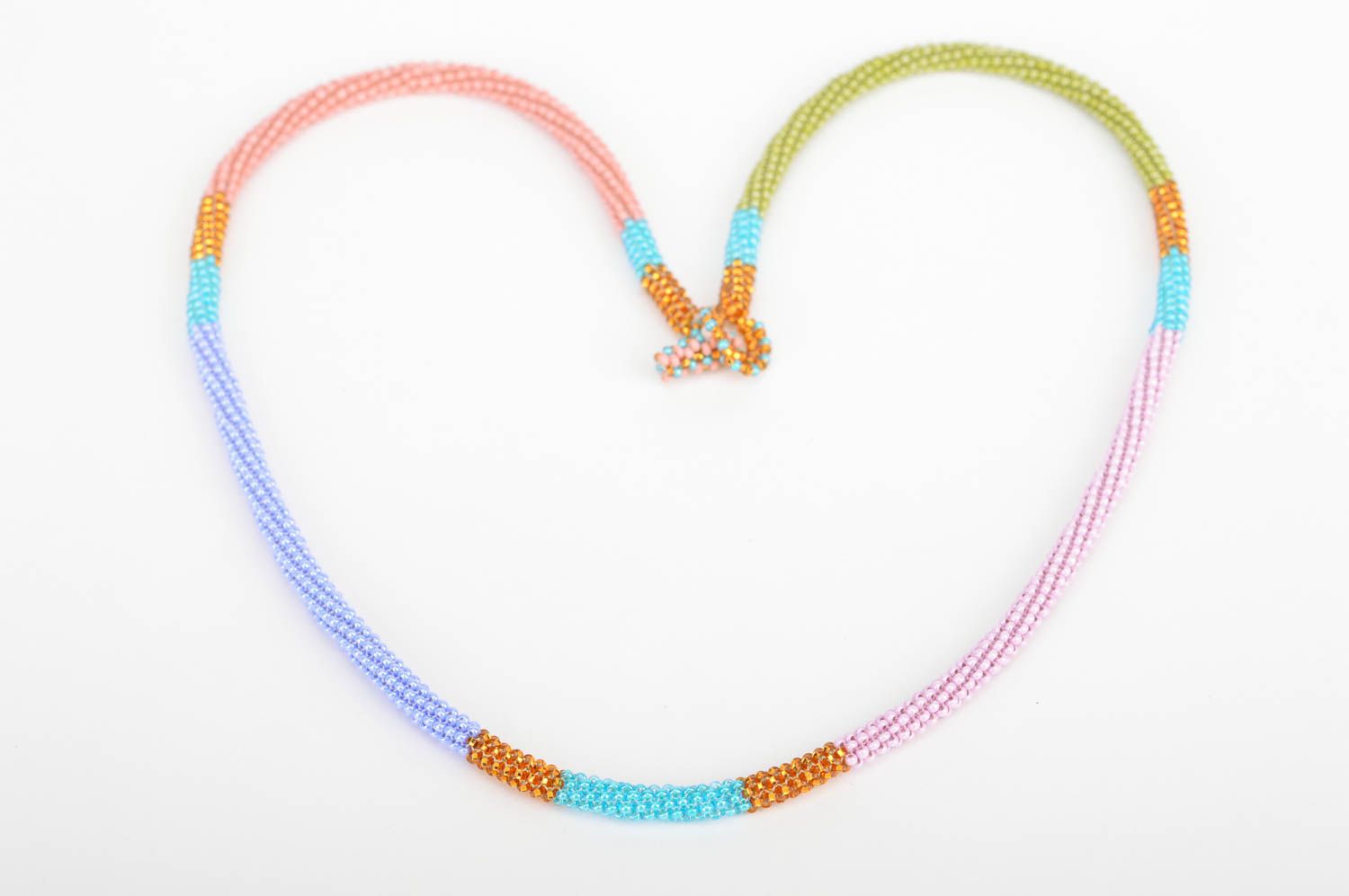 Handmade designer tender multi colored woven beaded cord necklace for women photo 2