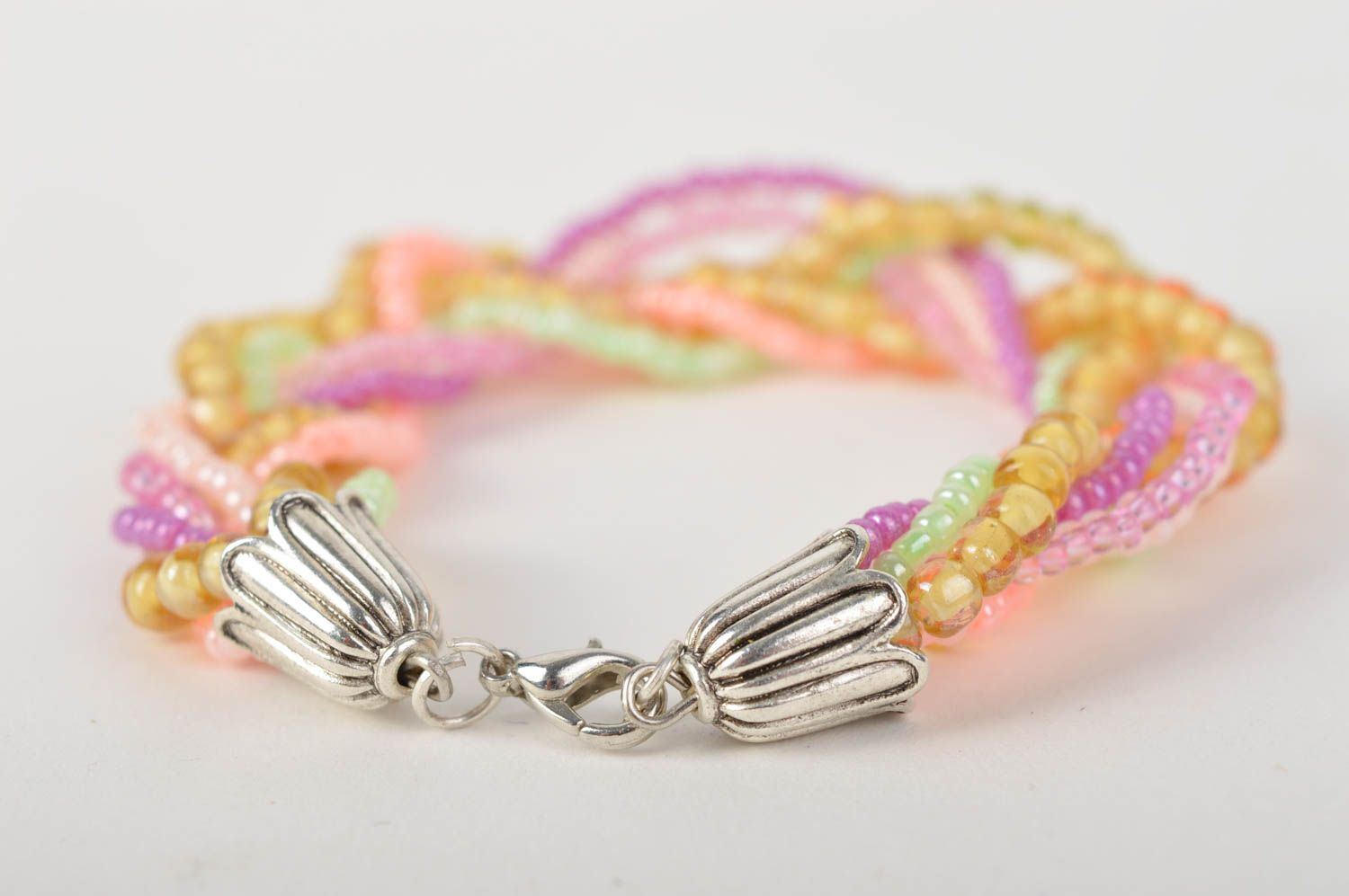 Bracelet perles rocaille Bijou fait main tresse multicolore Accessoire femme photo 5