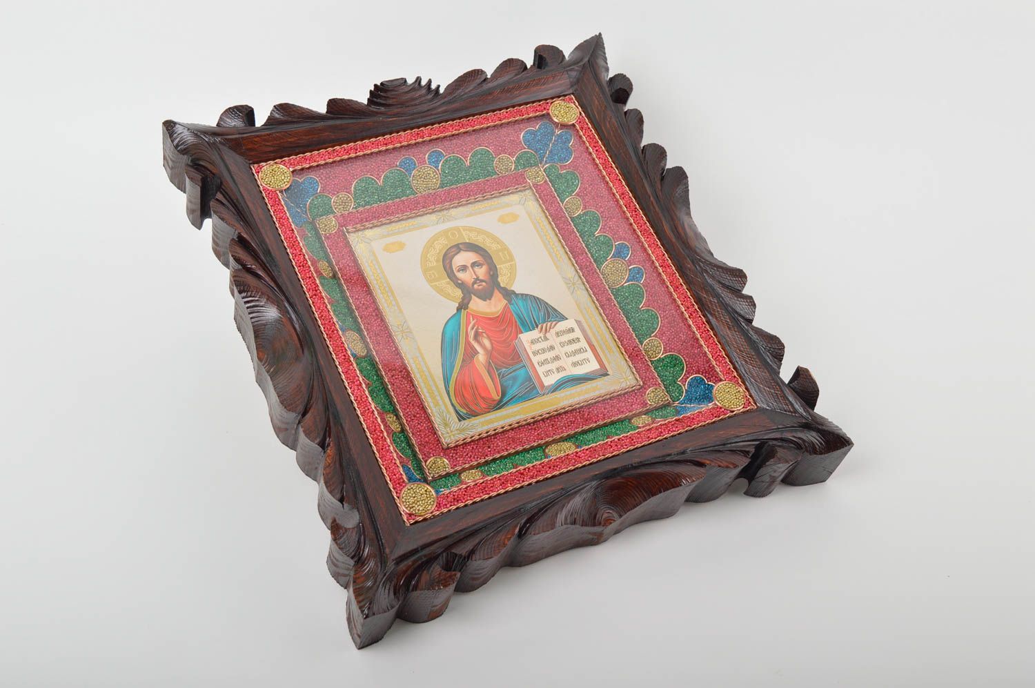 Handmade icon orthodox icon framed icon of Christ icon of saints unusual gift photo 2