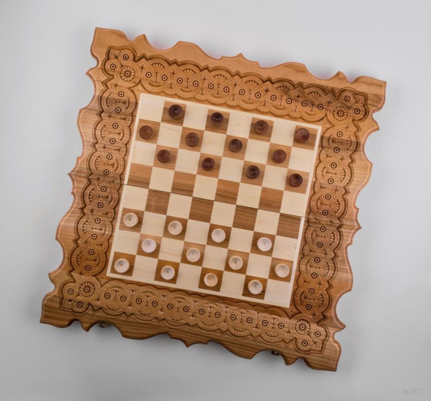 Set di giochi da tavolo fatto a mano “Scacchi, Dama, Backgammon” Set di legno
 foto 3