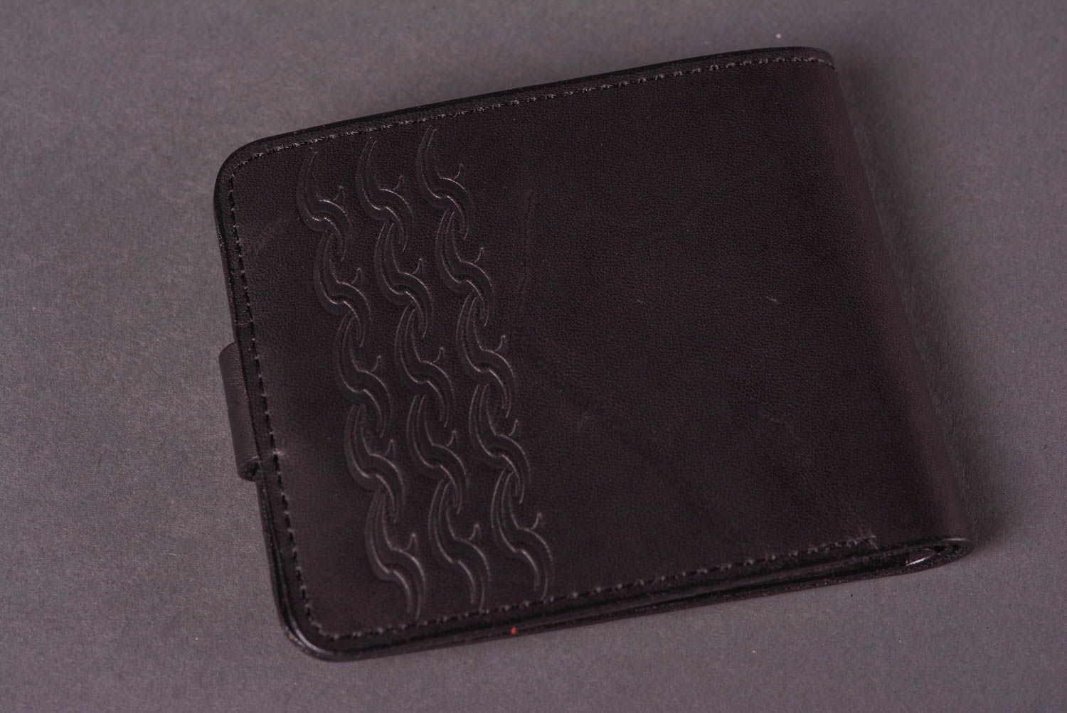Мужское портмоне ручной работы кожаный кошелек черный аксессуар для мужчин фото 3