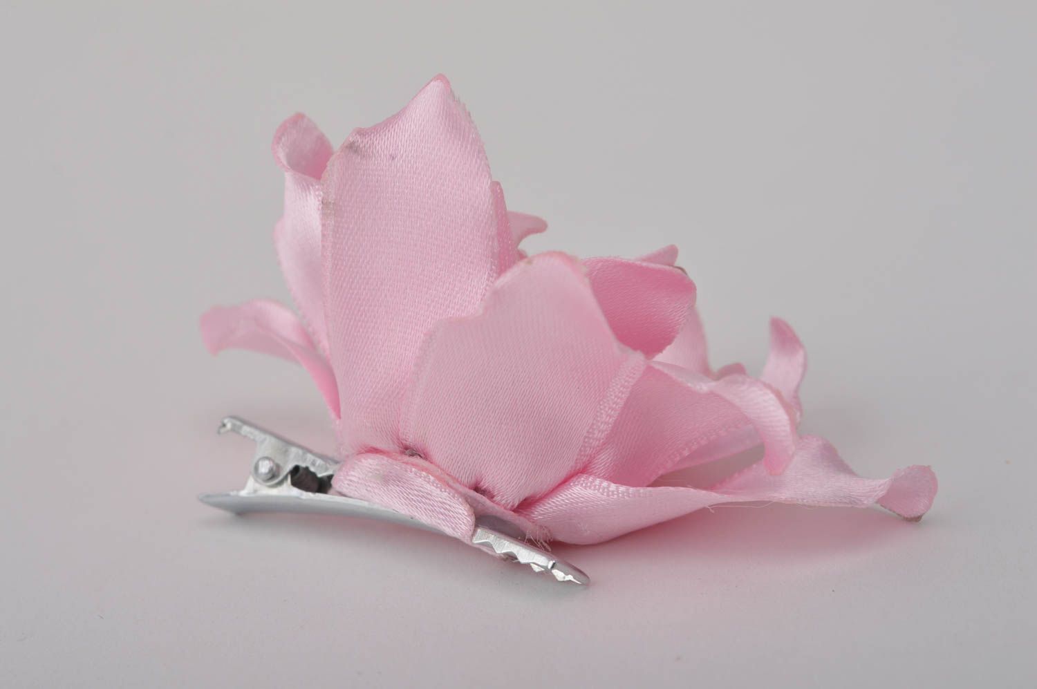 Украшение ручной работы заколка с цветком аксессуар для волос розовый георгин фото 3