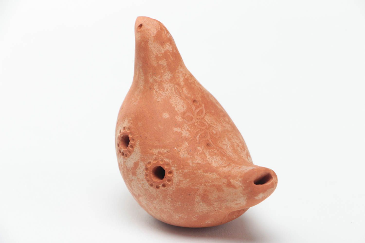 Ocarina sifflet en terre cuite fait main design ethnique en forme d'oiseau photo 4