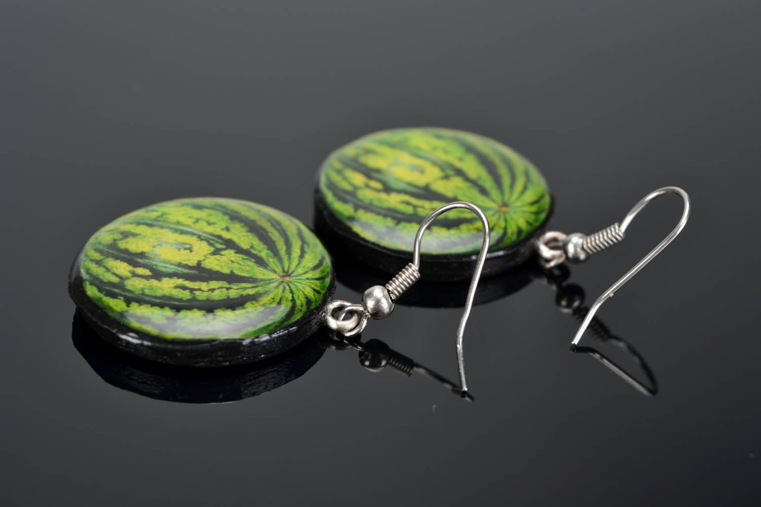 Wassermelonen Ohrringe aus Polymerton  foto 1