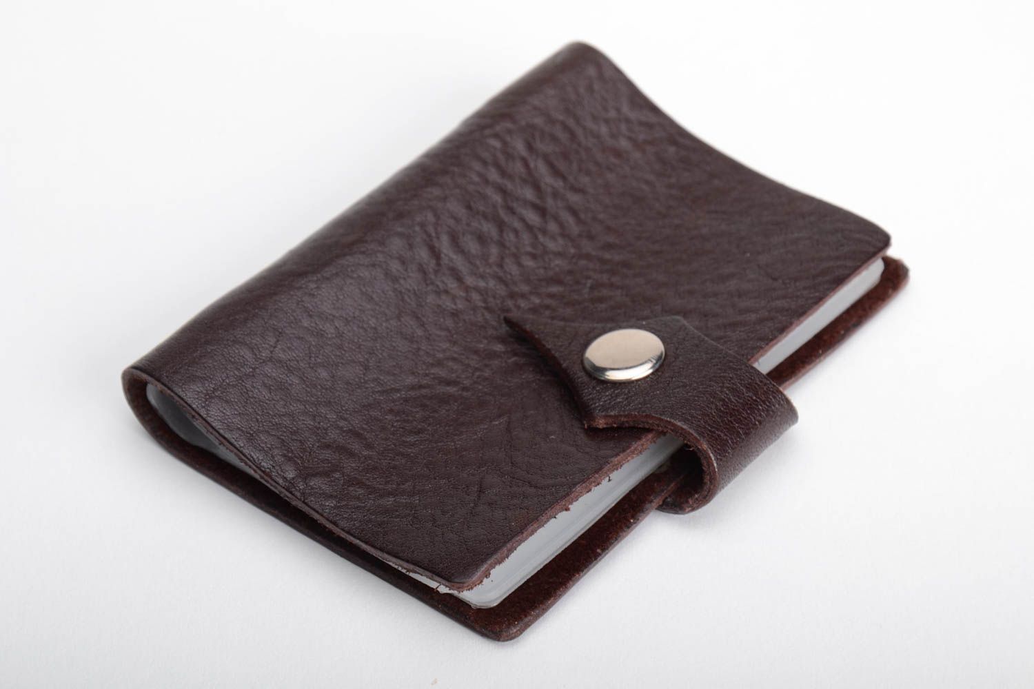 Stylish brown handmade design genuine leather card holder for 24 business cards photo 2