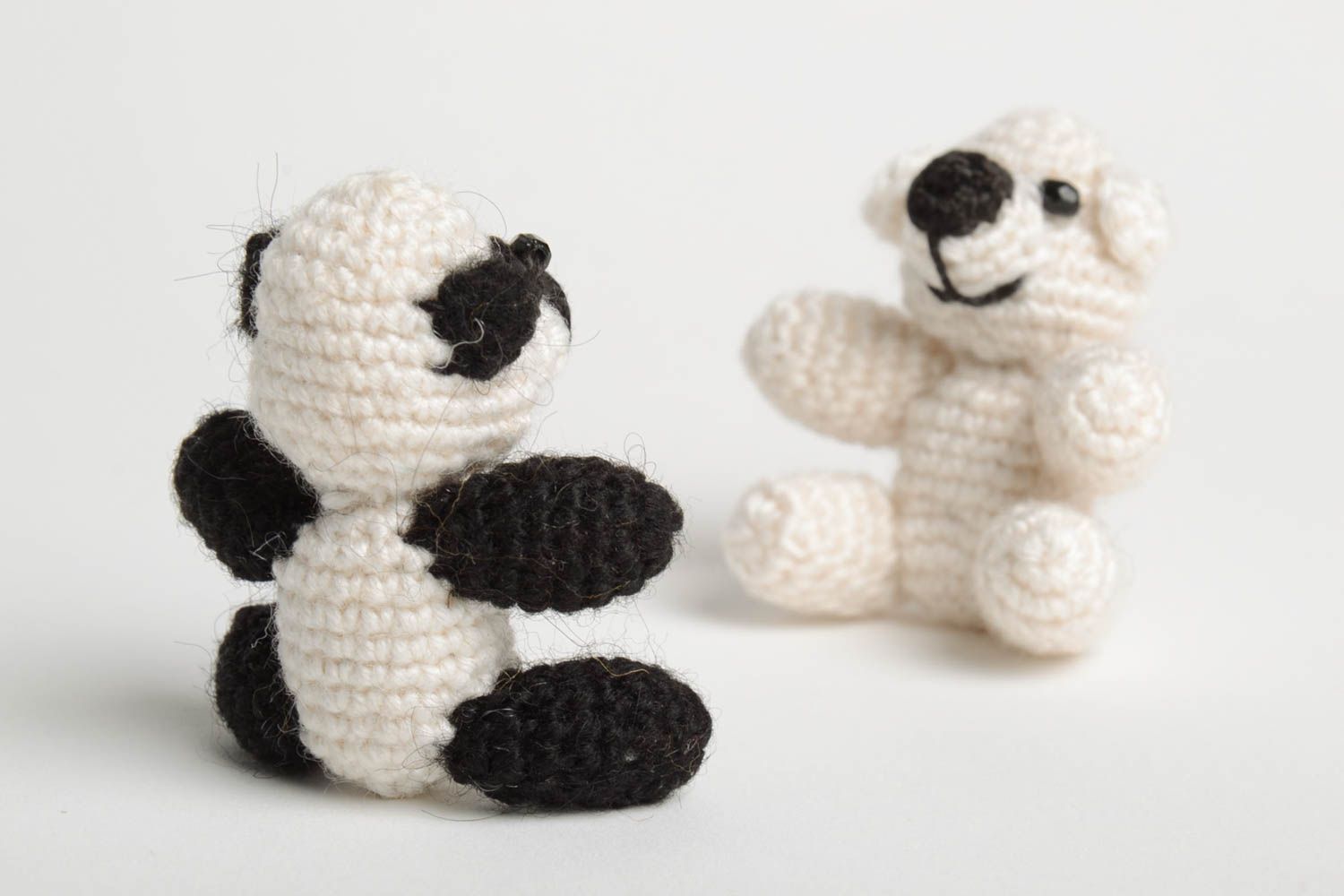Jouets tricotés Peluches faites main en coton Cadeau enfant original ours panda photo 4