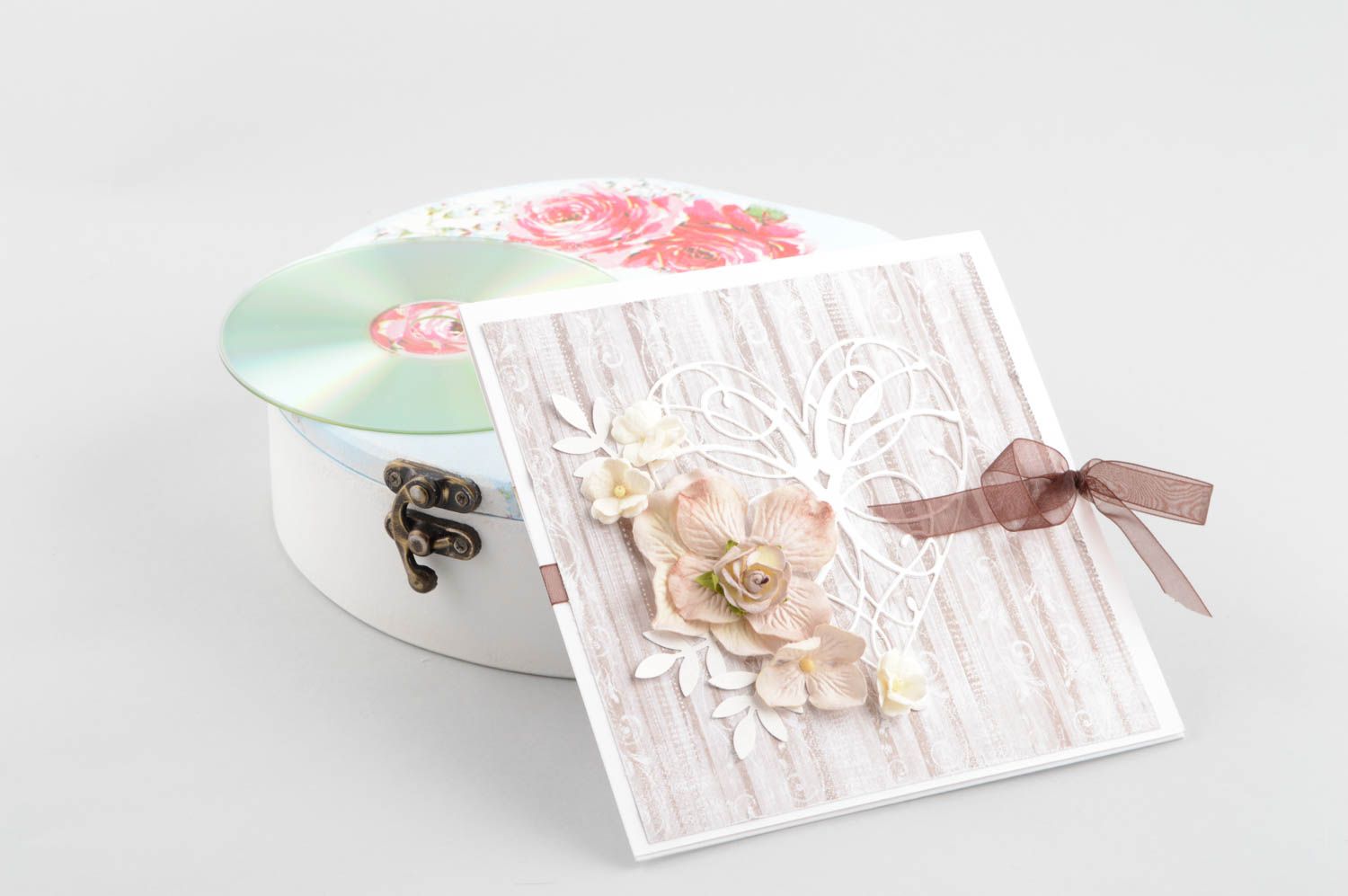 Handmade CD Hülle aus Papier kreatives Geschenk CD Aufbewahrung mit Blumen foto 1
