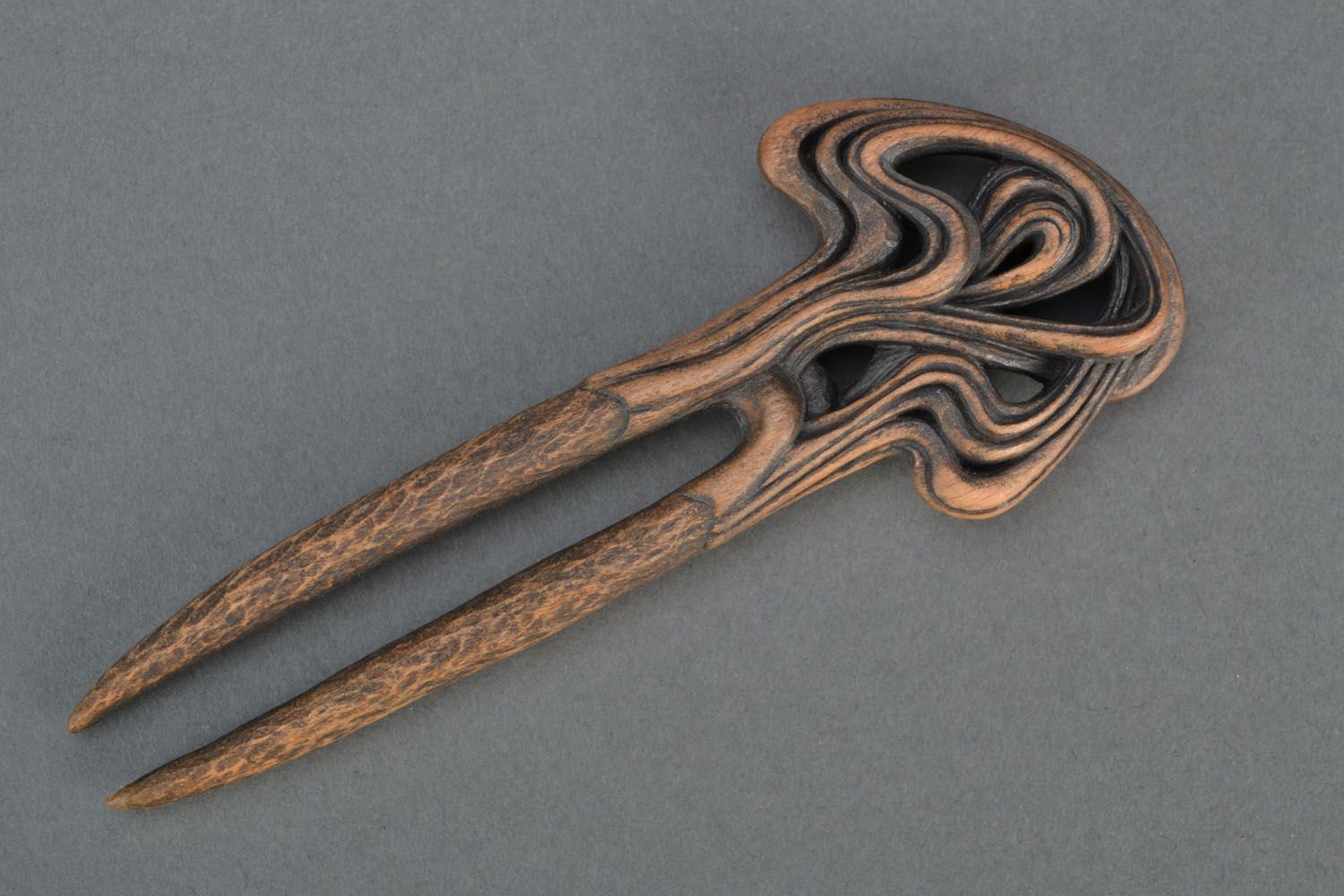 Unusual wooden hairpin photo 3