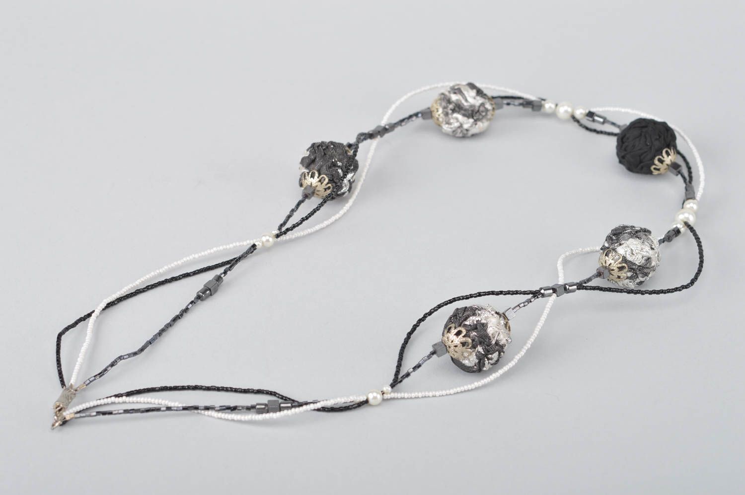 Grey handmade necklace stylish designer necklace beautiful necklace present  photo 2