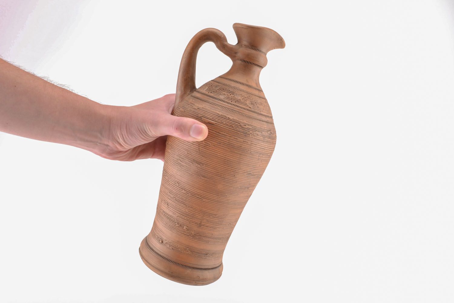 Handmade 30 oz ceramic bottle ceramic pitcher with handle 2,41 lb photo 1