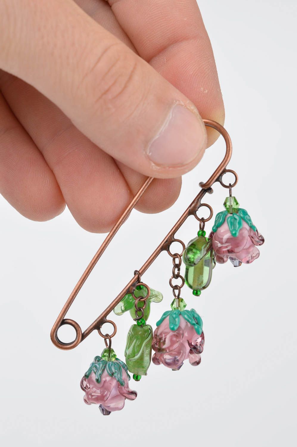 Unusual designer brooch accessory made of glass stylish elegant brooch photo 3