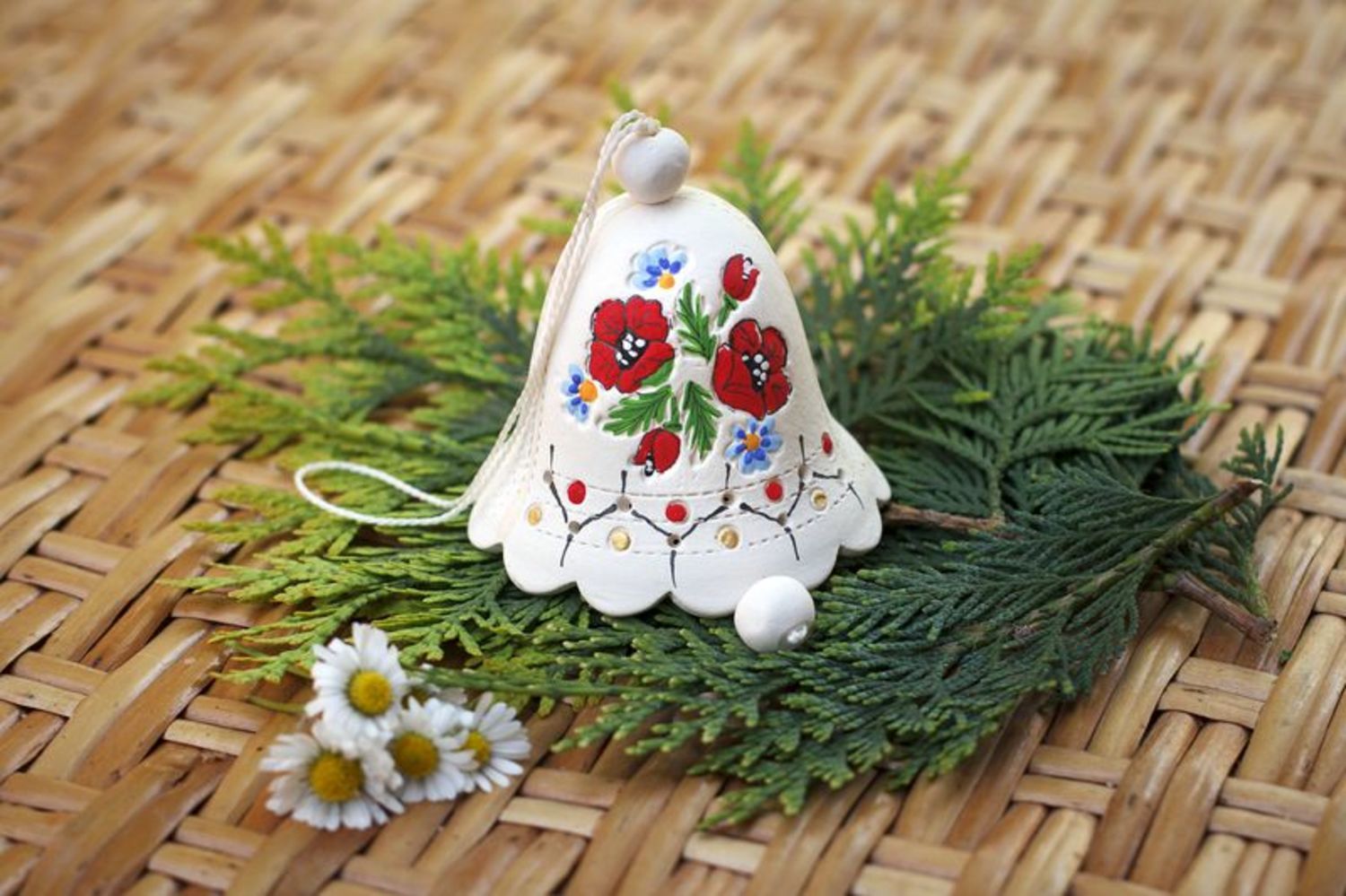 Ceramic bells interior pendant Blossom of poppies  photo 1