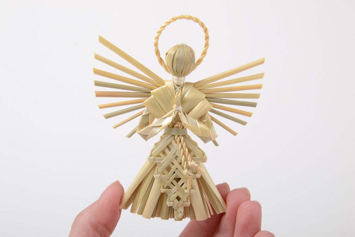Suspension décorative Ange gardien figurine en paille originale faite main photo 5