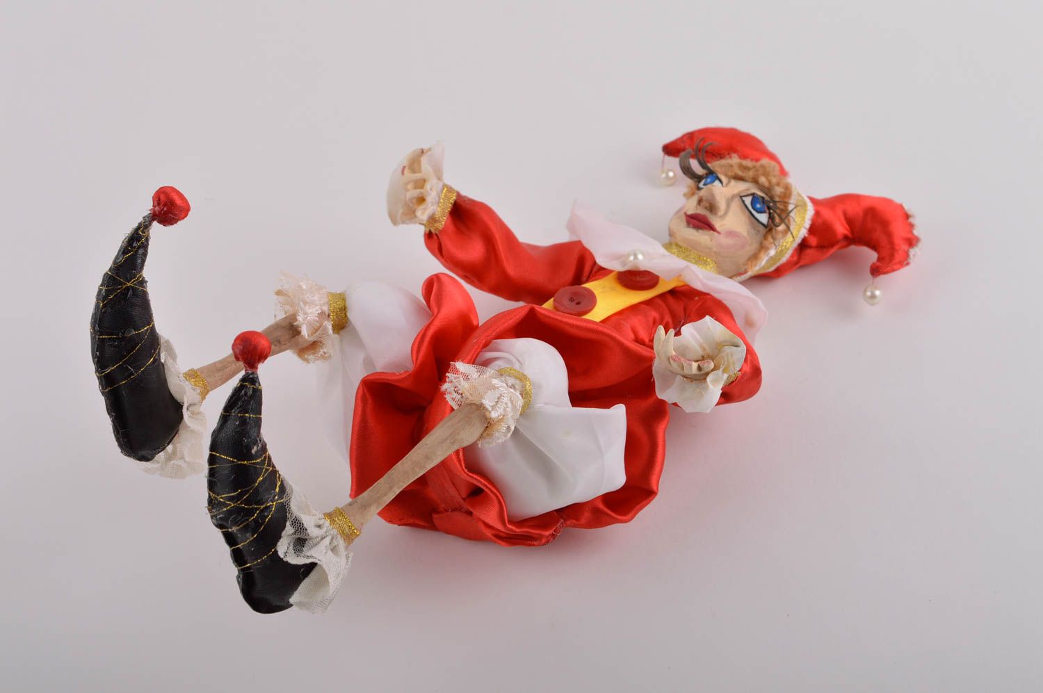 Декоративная кукла ручной работы кукла для интерьера кукла из глины Арлекино фото 4