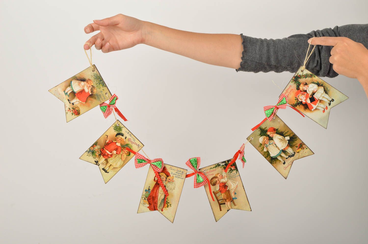 Banderines navideños hechos a mano guirnalda decorativa decoración de casa  foto 1