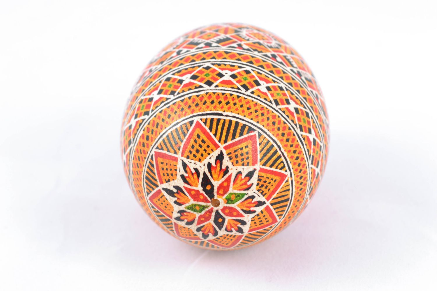 Handmade painted Easter egg with patterns photo 5