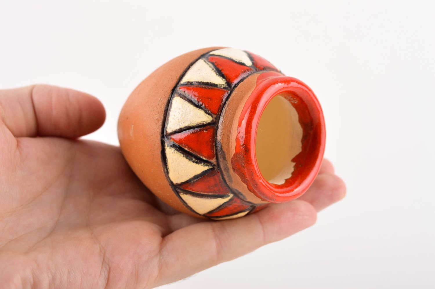 Pitcher style ceramic figurine with handmade pattern 0,4 lb photo 5
