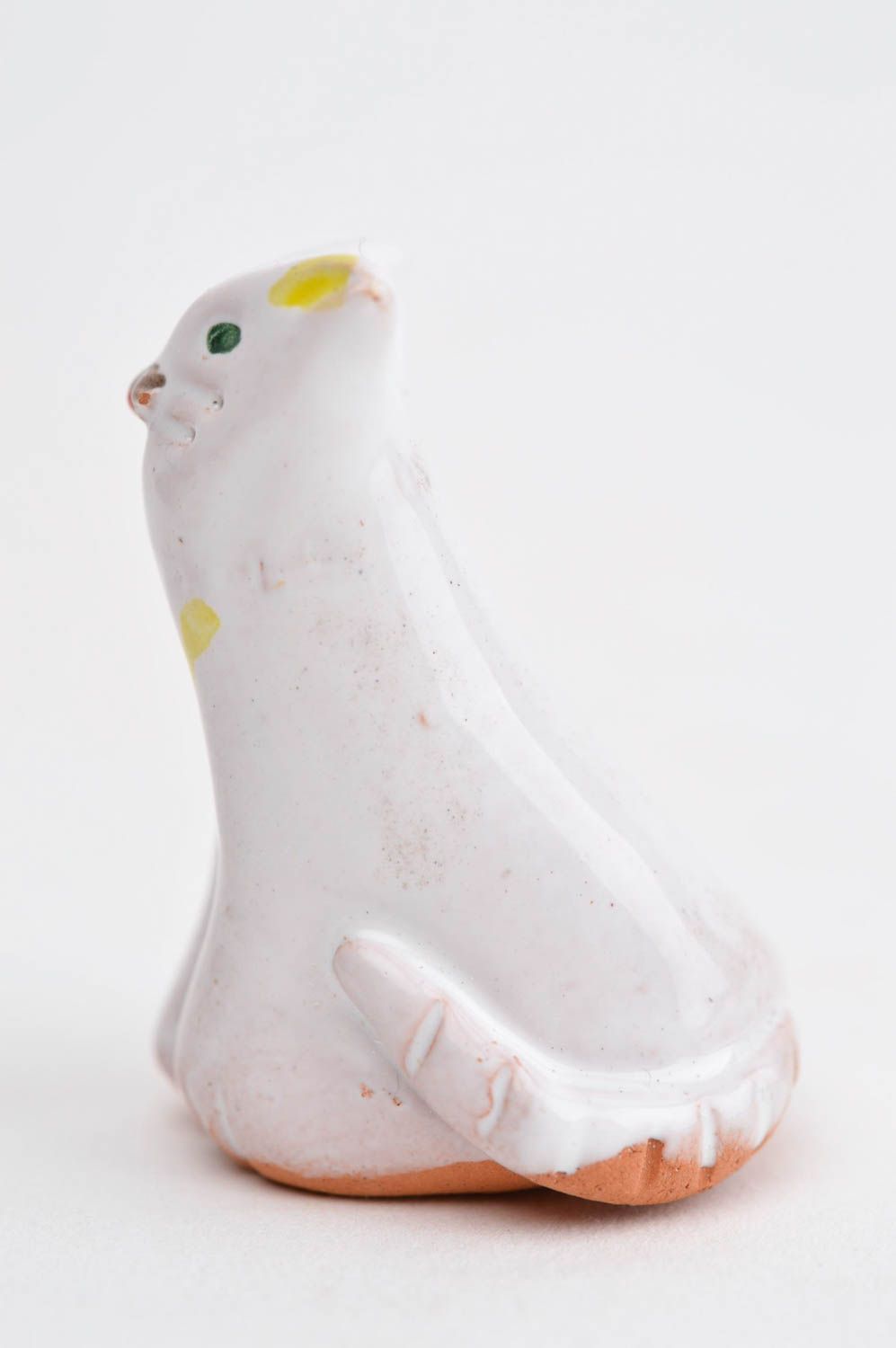 Handmade Keramik Deko Figur aus Ton Tier Statue Miniatur Figur weiße Katze schön foto 9
