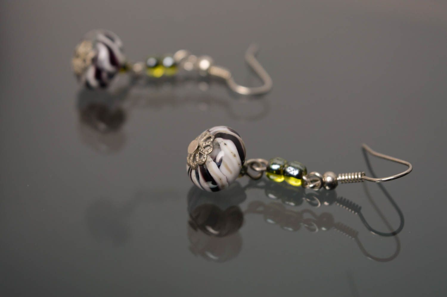 Long glass earrings made using lampwork technique photo 4