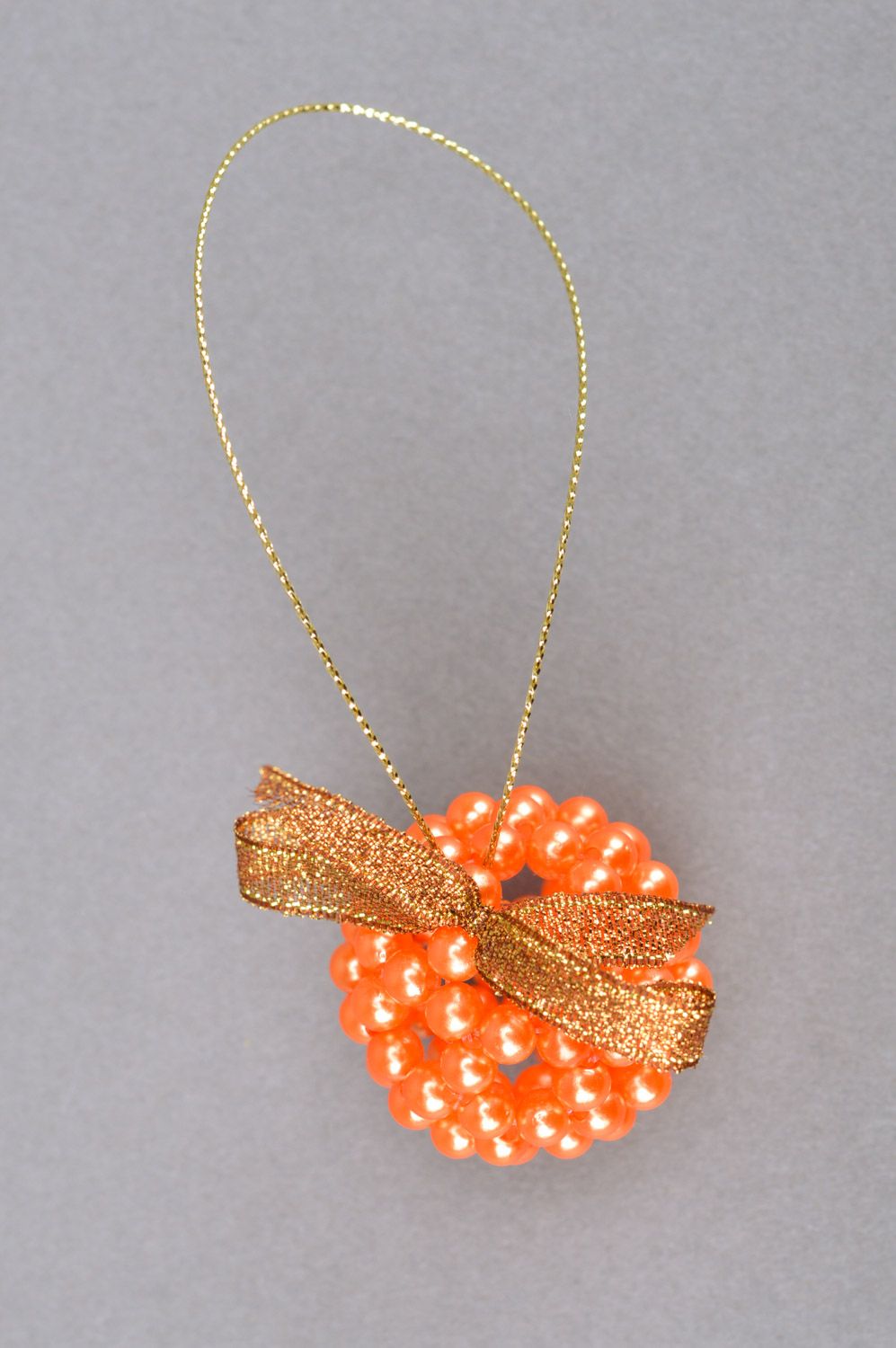 Suspension décorative faite main petite boule en perles fantaisie orange photo 5