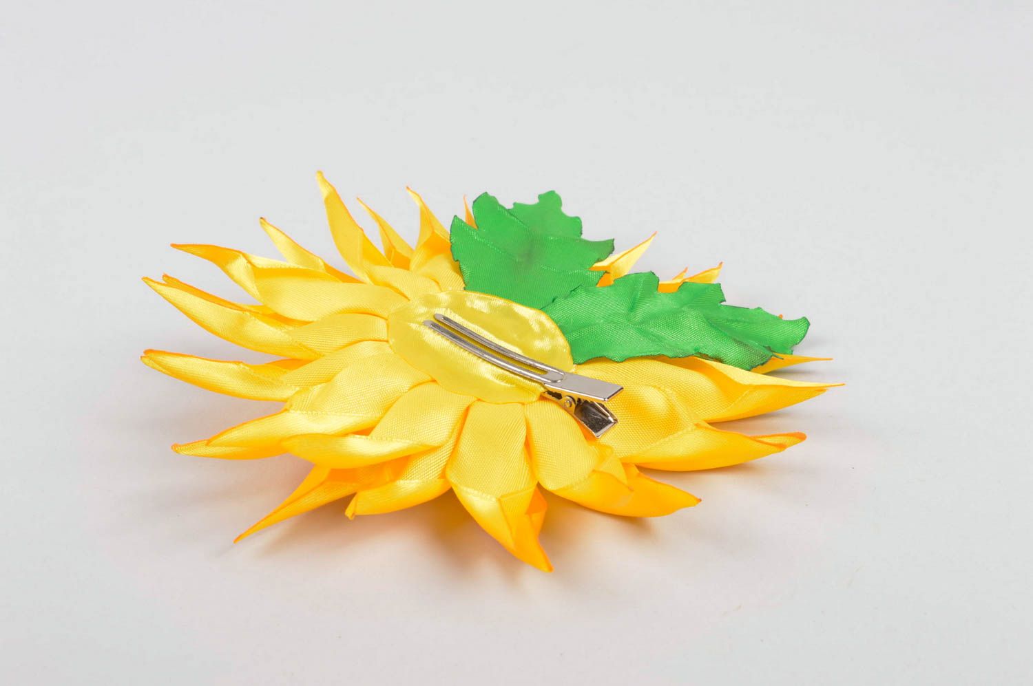 Яркое украшение ручной работы заколка с цветком подсолнуха аксессуар для волос фото 4