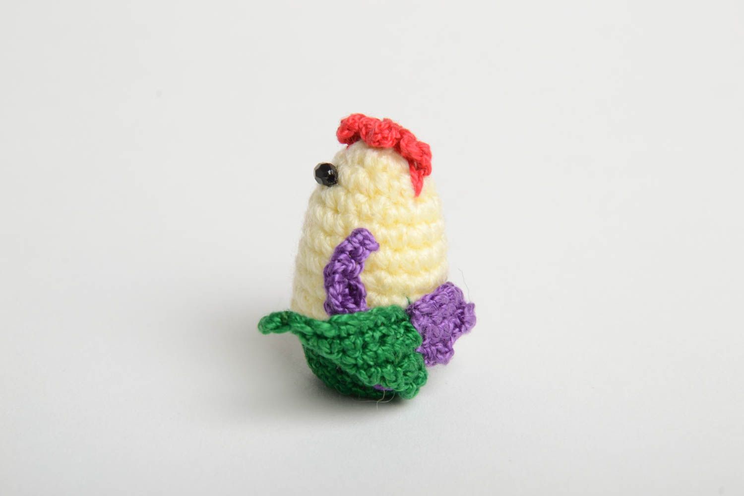 Jouet tricoté au crochet Peluche faite main Cadeau enfant original Poulet photo 3