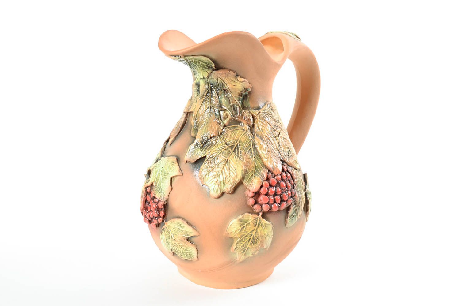 Large 100 oz ceramic wine pitcher jug with grape pattern 4,13 lb photo 3